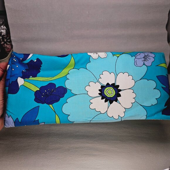 Handbag Blue Tropical Floral Fabric Summer Bamboo Handles Rachel & Co NY - Picture 6 of 9